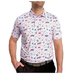 Waggle Men's Grill Master Short Sleeve Polo BBQ Summer Golf 4th of July 2XL